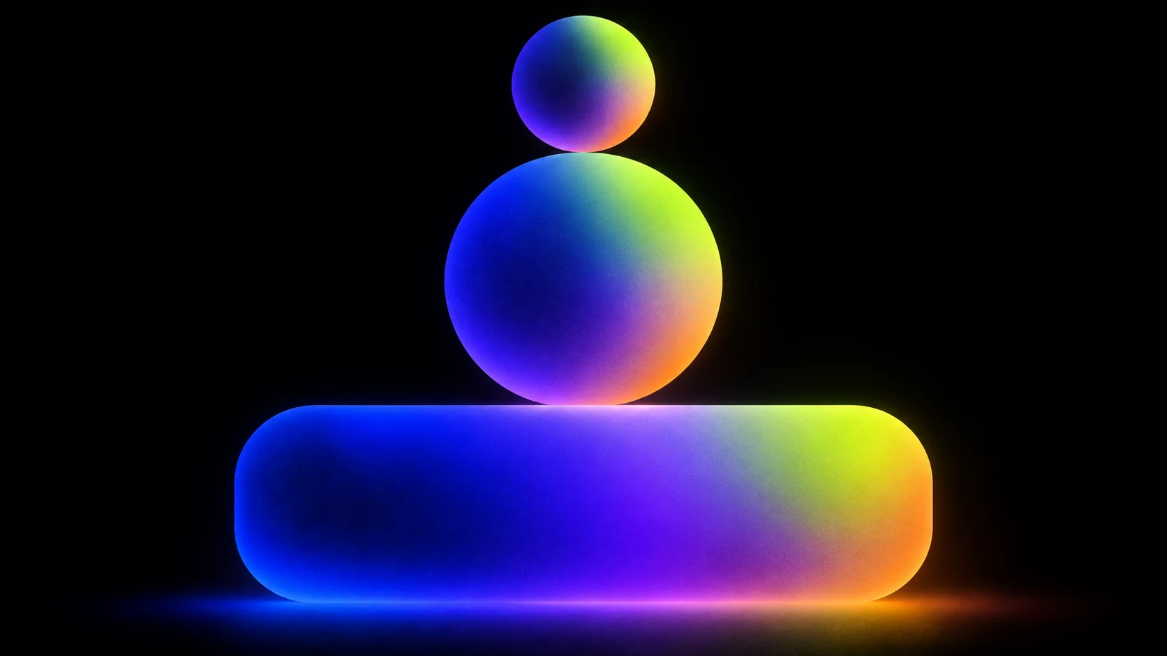 Two gradient circles resting above a rounded geometric form